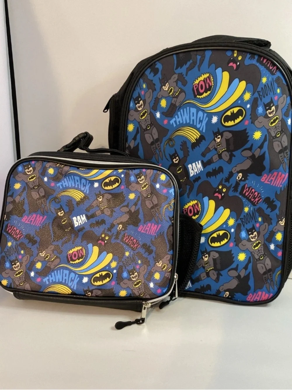 New-  Set Of 2 School Backpack And Lunch Bag Batman DC
